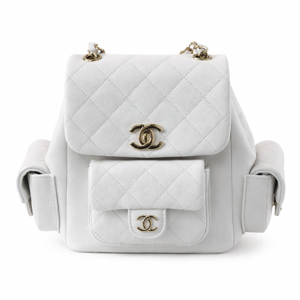 chanel mini backpack white Chanel White Duma Mini Quilted Backpack – Bella Ling