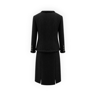 Chanel Black Metallic Tweed Braided Trim Jacket and Skirt Set