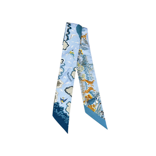 Hermès Blue Rewilding Nature Silk Twilly Scarf