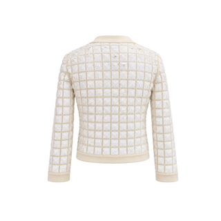 Chanel Cream Sequin Embellished Cashmere Jacket Size FR 34