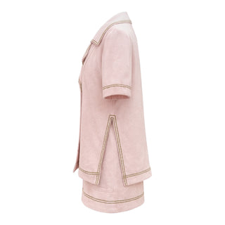 Fendi Pink Terrycloth Double-Breasted Shirt and Skirt Co-ord Set