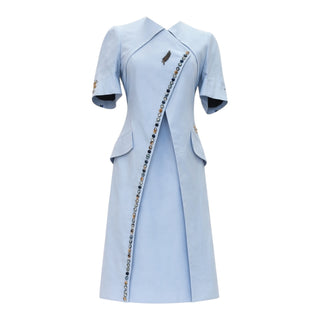 Christian Dior Blue Short-Sleeved Windbreaker Jacket & Dress Co-ord Set