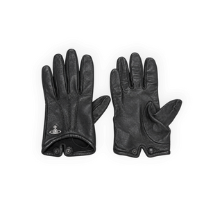 Vivienne Westwood Black Leather Orb Logo Gloves