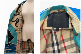 Burberry Prorsum Seascape Illustrated Print Belted Trench Coat Size IT 42