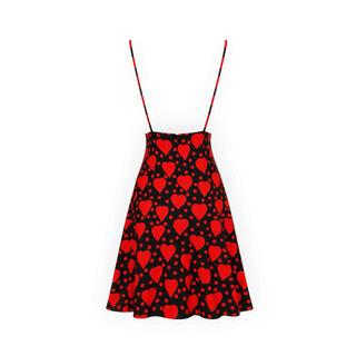 Saint Laurent Black and Red Heart Print Silk-Lined Midi Dress Size FR 36