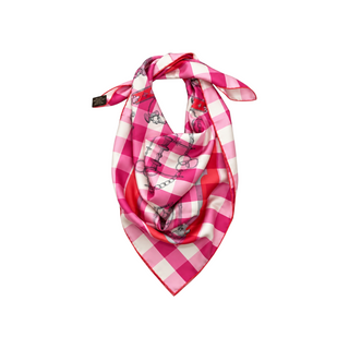 Hermès Pink Mors de Gourmettes Gingham Print Silk Scarf Carré 90