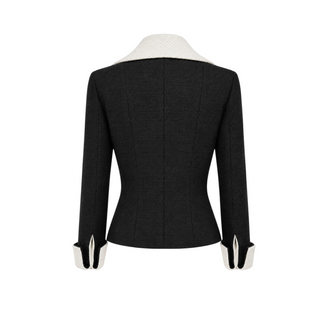 Chanel Black & White Two-Tone Tweed Jacket & Bow Detail Dress Set Size FR 38