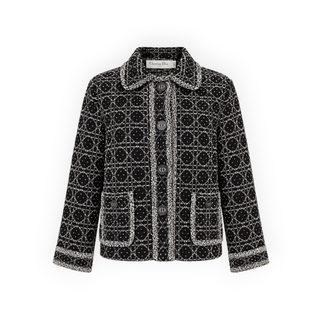 Christian Dior Black & White Macrocannage Technical Cotton Tweed Jacket