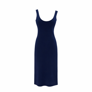 Ralph Lauren Navy Deep U-Neck Cut-Out Dress