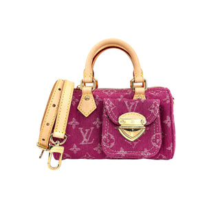 Louis Vuitton Fuchsia Pink Nano Speedy Monogram Denim Bag