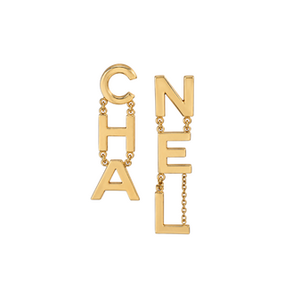 Chanel Gold-Tone CHANEL Letter Drop Earrings