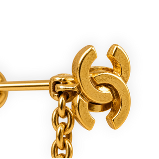 Chanel Gold CC Rope Medallion Drop Clip-On Earrings