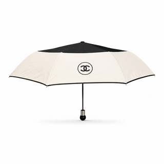 Chanel Black & Ivory CC Logo Folding Umbrella