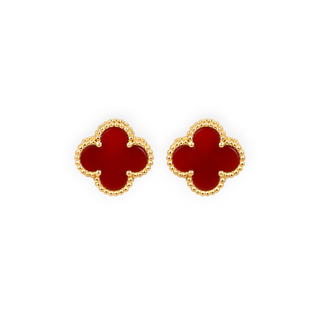 Van Cleef & Arpels Yellow Gold Vintage Alhambra Carnelian Earrings