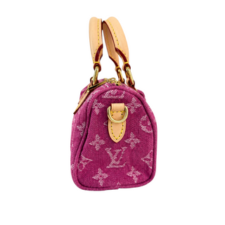 Louis Vuitton Fuchsia Pink Nano Speedy Monogram Denim Bag
