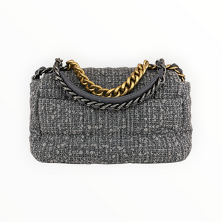 Chanel Grey Tweed 19 Flap Bag with Mixed Metal Chain Hardware