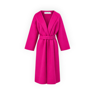 Christian Dior Fuchsia Pink Wool & Rabbit Hair Belted Long Coat