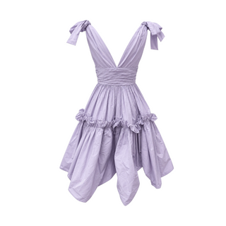 Zuhair Murad Lilac Silk-Blend Ruched Bow Detail Midi Dress Size 32