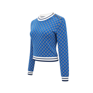 Louis Vuitton Blue Monogram Jacquard Knit Sweater Size S