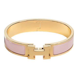 Hermès Clic H PM Rose Candour Enamel Bracelet Gold Plated