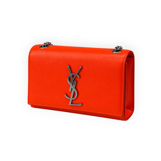 Saint Laurent Bright Orange Small Monogram Kate Leather Crossbody Bag with Silver-Tone Hardware