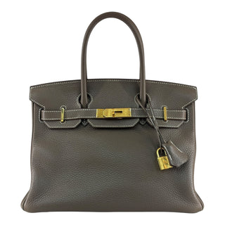 Hermès Birkin 30 Etoupe Togo Leather Gold Hardware Handbag 2015