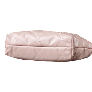 Chanel 22 Small Pearl Pink Quilted Calfskin Shoulder Tote Bag with Gold-Tone Hardware