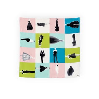 Christian Dior Multicolour Fashion Illustration Silk Square Scarf