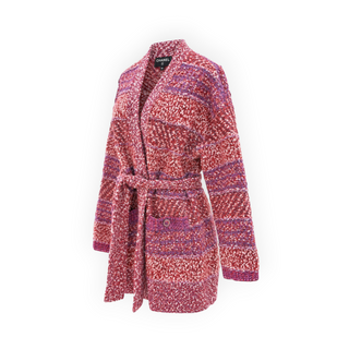 Chanel Red & Purple Cashmere Blend Belted Knit Cardigan Size 36