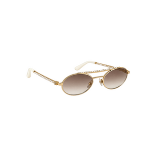 Chanel Gold Pearl Embellished Oval Sunglasses