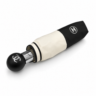 Chanel Black & Ivory CC Logo Folding Umbrella