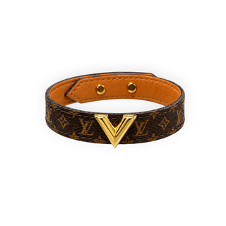 Louis Vuitton Brown Monogram Canvas Essential V Bracelet Gold Hardware