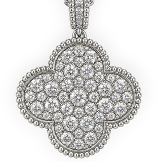 Van Cleef & Arpels Vintage Alhambra Diamond 18K White Gold Pendant Necklace