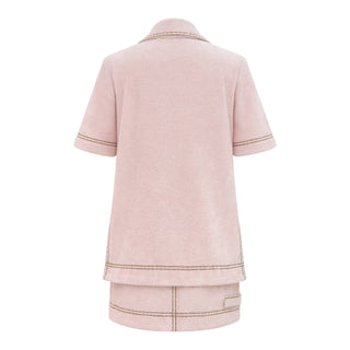 Fendi Pink Terrycloth Double-Breasted Shirt and Skirt Co-ord Set