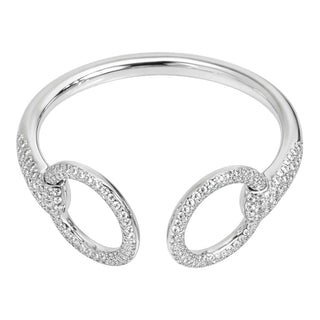 Hermès White Gold Nausica Horsebit Cuff Bracelet