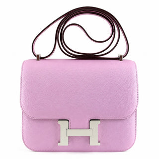 Hermès Constance 18 Mauve Sylvestre Chevre  Leather Shoulder Bag