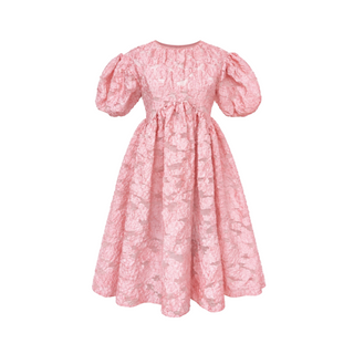 Cecilie Bahnsen Pink Floral Textured Puff Sleeve Midi Dress UK 6
