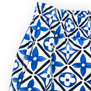 Louis Vuitton Blue and White Monogram Tile Print Shorts Size 36