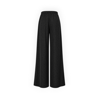 Chanel Black Silk CC Monogram Wide-Leg Trousers FR 38