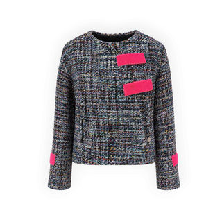 Chanel Multicolour Tweed Jacket with Pink Contrast Details Size FR 36