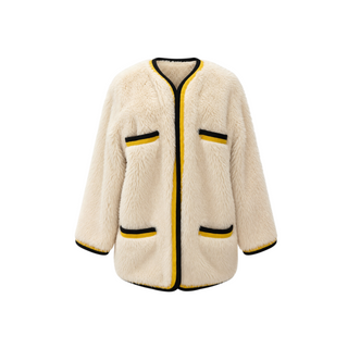 Chanel Vintage Ivory Alpaca Blend CC Logo Jacket