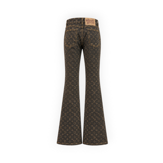 Louis Vuitton Brown Monogram Denim Flared Jeans FR 38