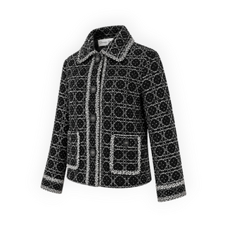Christian Dior Black & White Macrocannage Technical Cotton Tweed Jacket