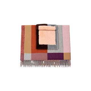 Fendi Multicolour Geometric Cashmere Scarf Wrap with Sheepskin Pockets