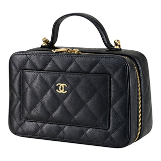 Chanel Black Quilted Caviar Leather Vanity Bag