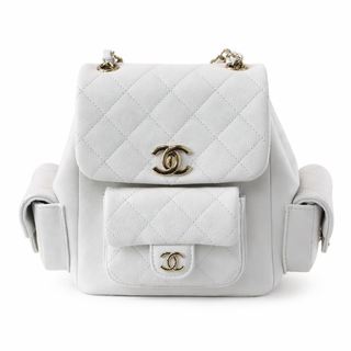 Chanel White Duma Mini Quilted Backpack