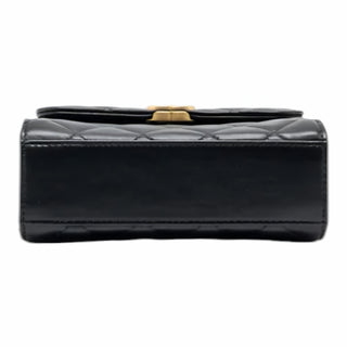 Chanel 22B Mini Top Handle Flap Bag Black Lambskin & Enamel Gold Hardware