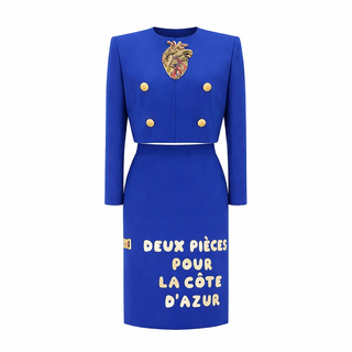 Gucci Blue Cropped Jacket & Pencil Skirt Two-Piece Set