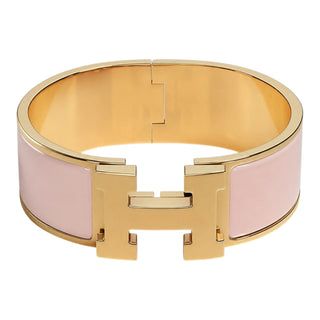 Hermès Clic Clac H Rose Candeur Bracelet Gold Plated