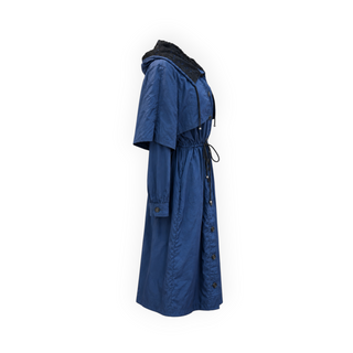 Chanel Blue Lace Collar Drawstring Waist Trench Coat FR 36